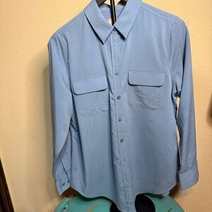 Chico's Women’s Size 1 Light Blue Casual Button-Down Shirt Modal Blend